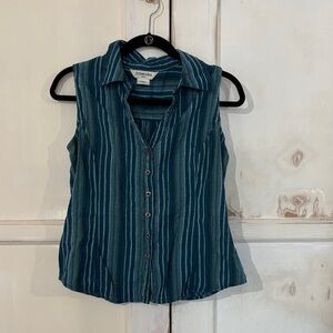 St. John's Bay Teal Striped Button Down Shirt